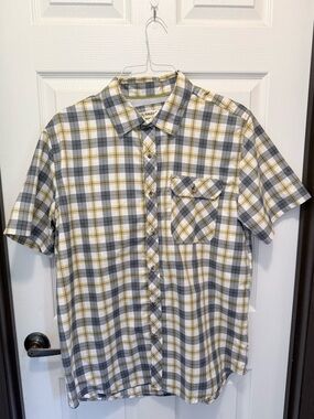 Magellan Outdoors Short-Sleeve Plaid Button-Down Shirt - Gray & Yellow